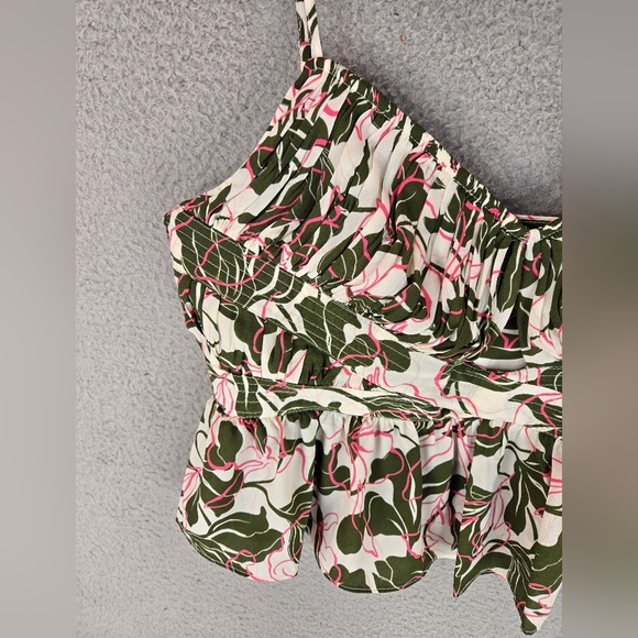 Parker Womens Cami Top Sz 14 Pink Green Tropical Print Adj Straps Summer Days - Picture 6 of 11